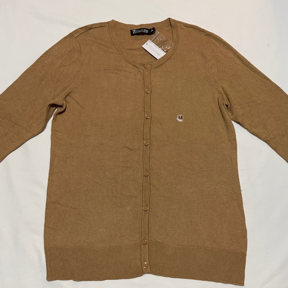 New York&Company Camel Brown Button-Up Cardigan M NWT